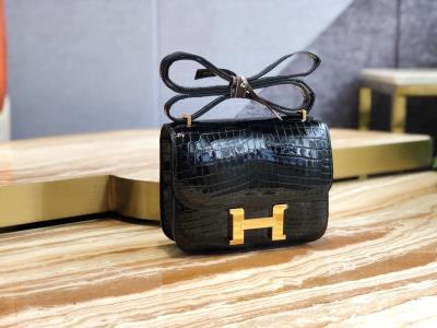 cheap quality Hermes Constance 19 Shinny Niloticus Crocodile 89 Noir GHD